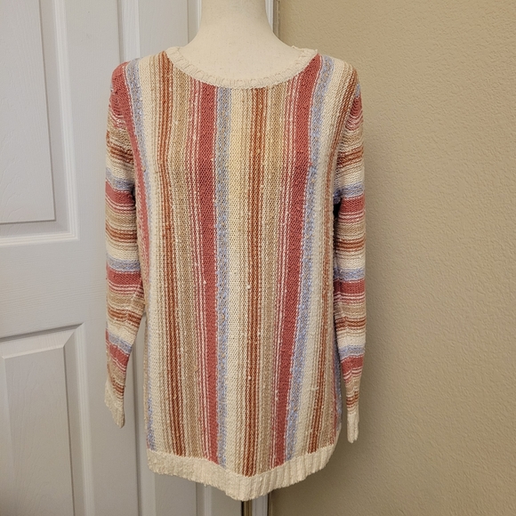 Coldwater Creek Stripe Knit Sweater Beachy Vibes Size PM - Picture 1 of 11